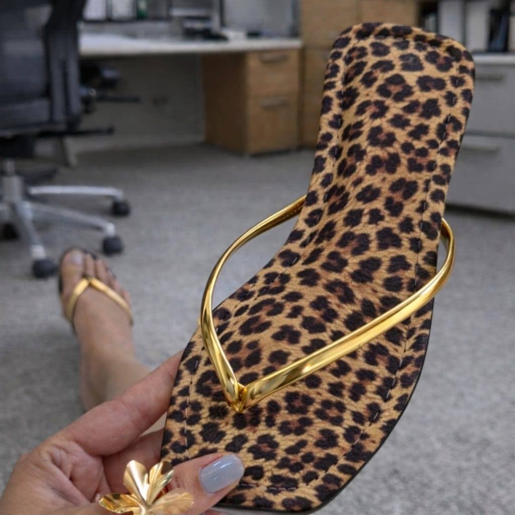 Rasteirinha Onça Feminina Flat Animal Print Confortavel Estilosa Moda Moderna Sandalia Oncinha