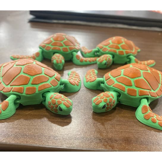 Tartaruga Articulada em Impressão 3D – Cabeça e Patas Móveis em Até 2 Cores