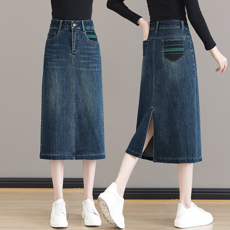 Saia jeans 2025 novo estilo saia feminina linda primavera outono Super quente enorme saia bonita