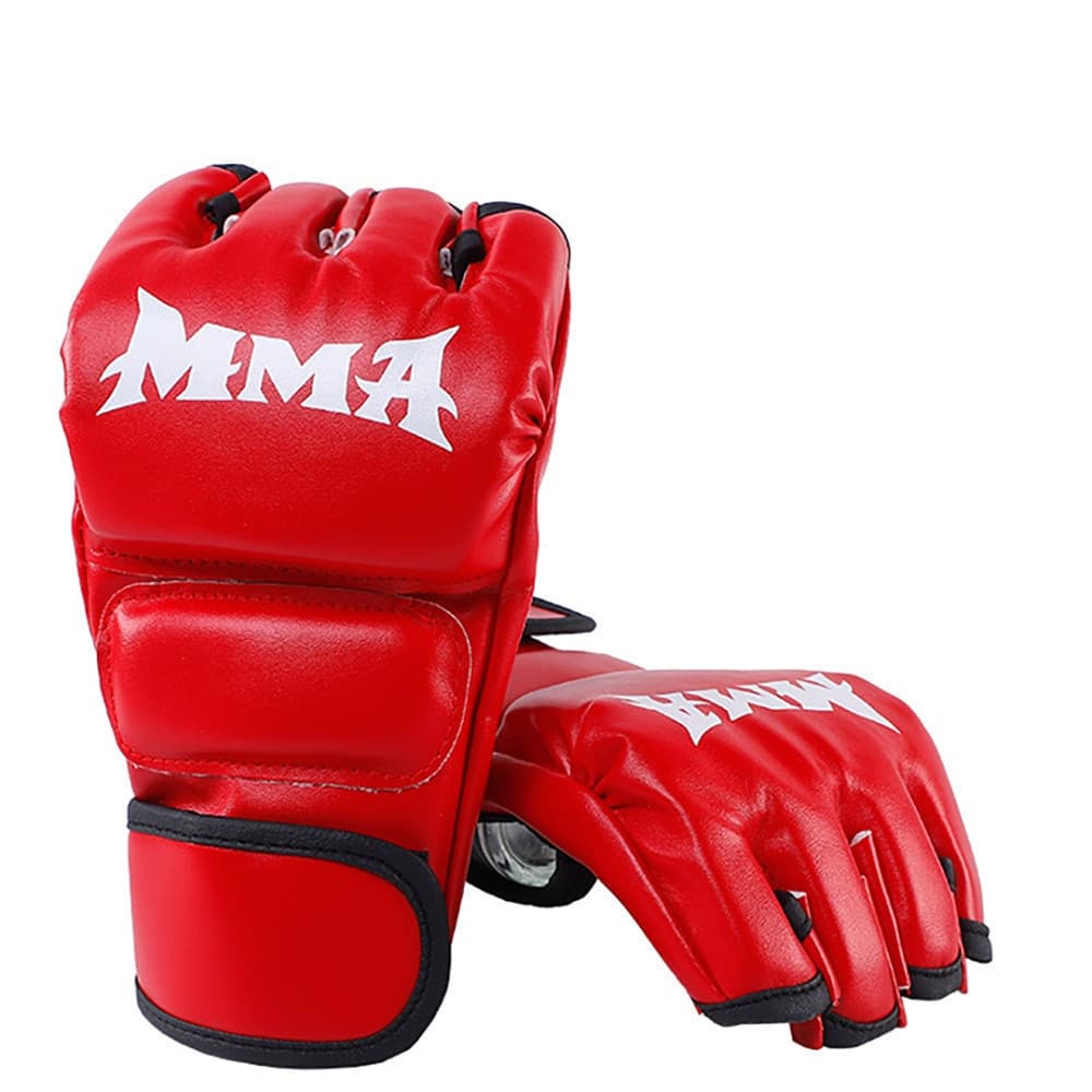 1Par de Luvas de Boxe Grossas MMA Meio Dedo Kickboxing Muay Thai Equipamento de Treinamento Profissional CTVD
