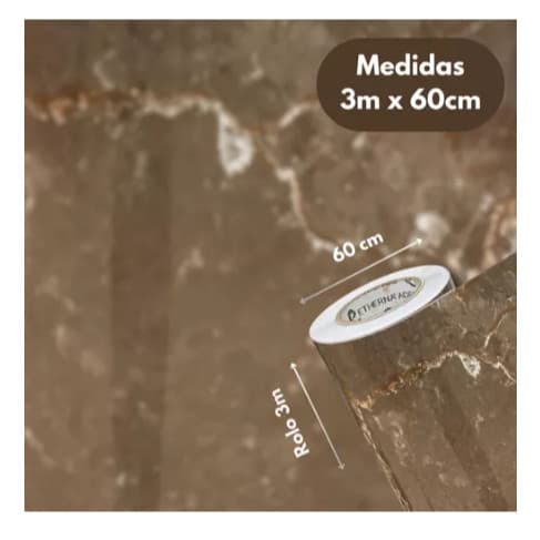 Revestimento Adesivo Lavavel Grosso Cozinha Mármore Carrara Marrom 3m