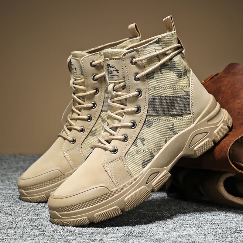 Camuflagem Workwear Juventude Sapatos Modernos Botas Curtas Botas Martin Sapatos Masculinos