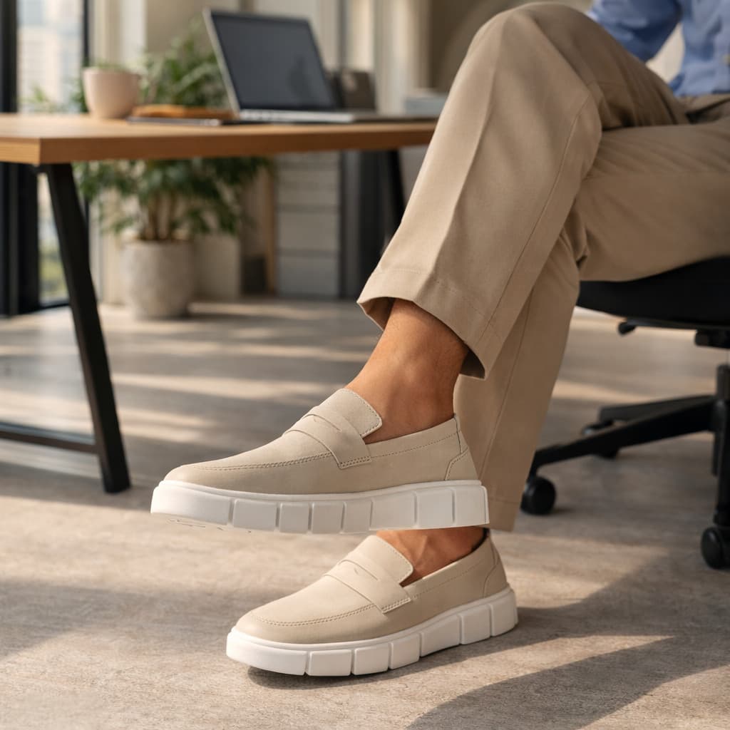 Sapato Social Loafer Masculino Casual Solado Tratorado Confortável Couro Sintético Premium