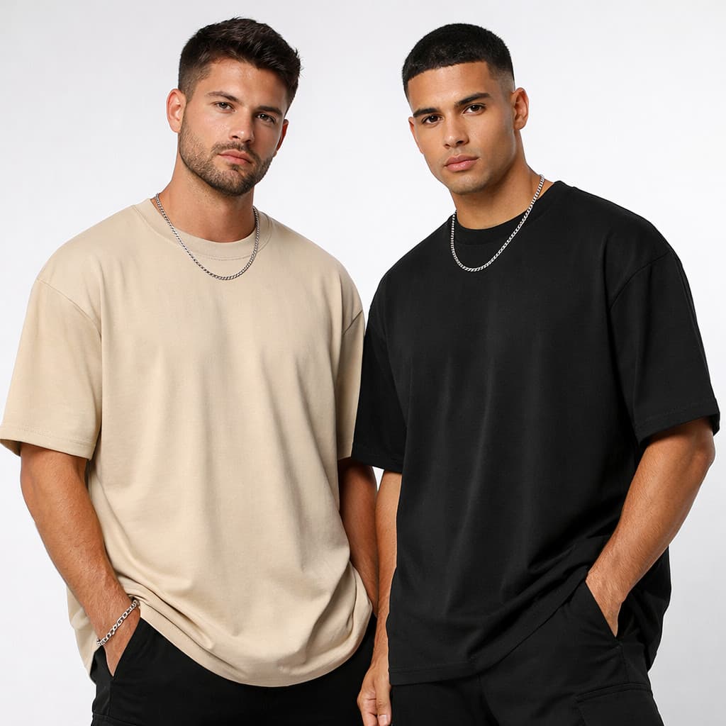 Kit 2 Camiseta Oversized Plus Size P ao G4 Streetwear 100% Algodão Masculina