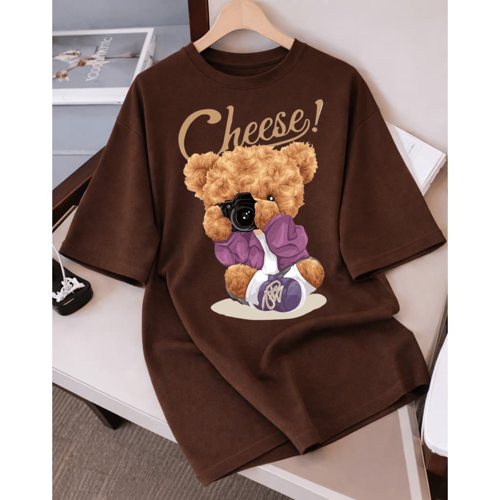 Camiseta Camisa Blusa T-shirt Ursinho Cheese Verão Linda Feminina 100% Algodão Confortável
