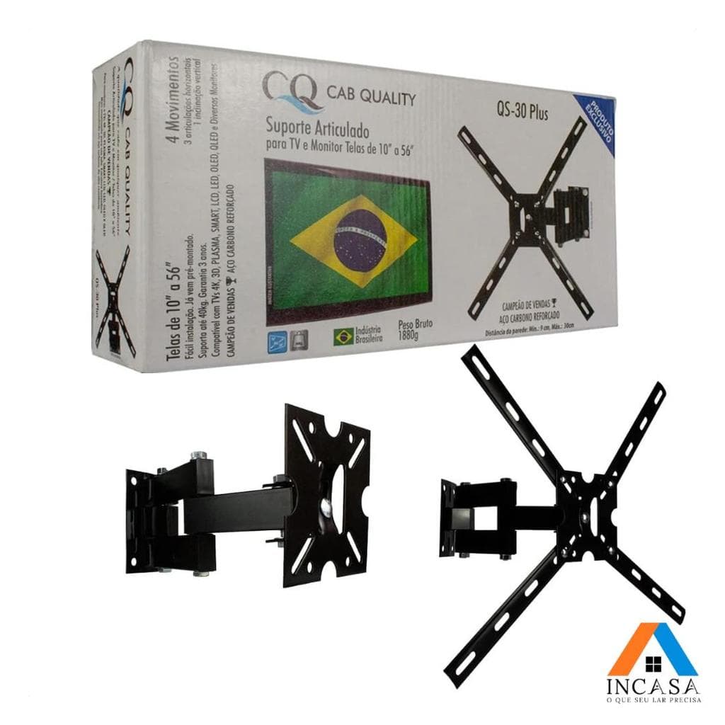 Suporte Articulado Tv parede Monitor Tv 4K 3D Plasma Smart LCD LED OLED QLED 10´a 56 Polegadas