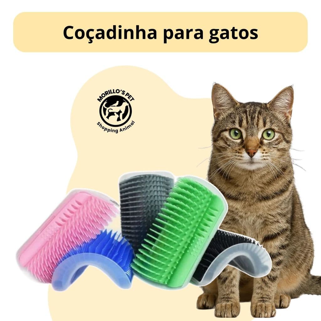 Escova Massageadora Coçadora Com Catnip Erva de Gato Pet Canto de Parede