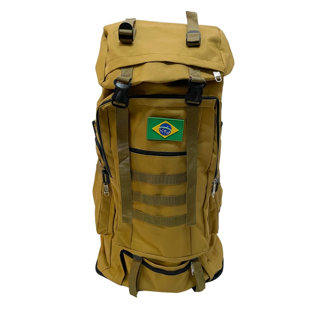 Mochila Camuflada Areia 40x20x95cm Montanhismo Trilha Nylon