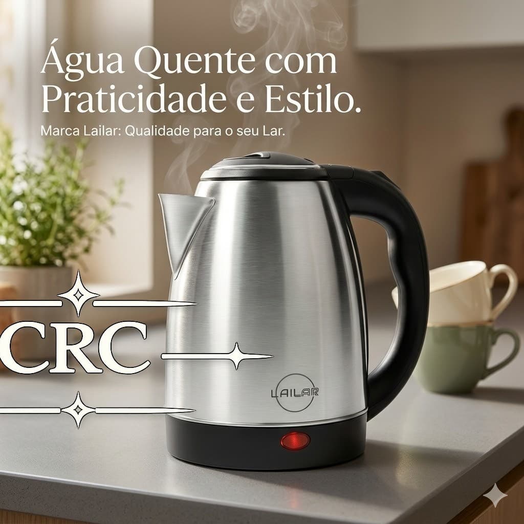 Chaleira Elétrica Inox 2 Litros Lailar – Ferve Rápido, Um Toque, Desligamento AutomáticoLF8S