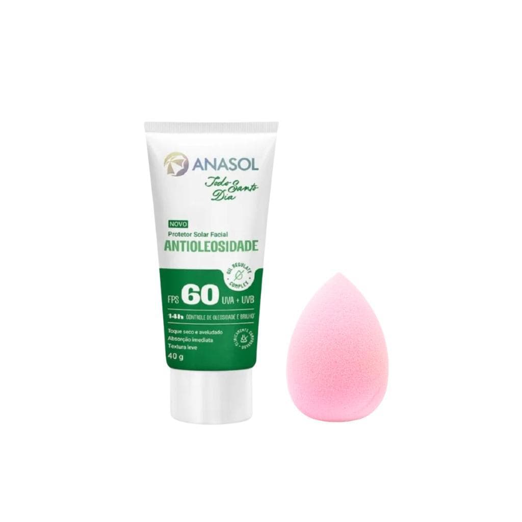 Protetor Solar Antioleosidade Facial Tsd Fps60 40G Anasol E Esponja