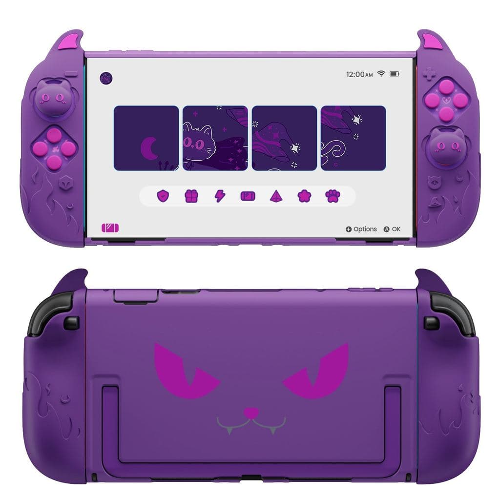 Capa Rígida Encaixável Antiderrapante Kawaii Para Nintendo Switch 2 Com Punhos De Polegar E Adesivo-Demon