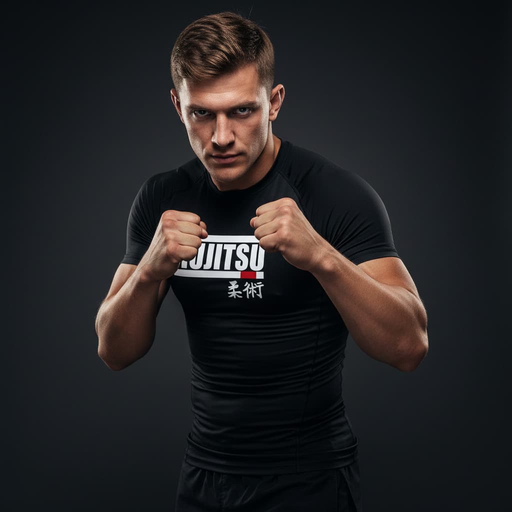 Camiseta Compressão Jiu Jitsu Masculina Rash Guard Treino Academia MMA Fitness Dry Fit