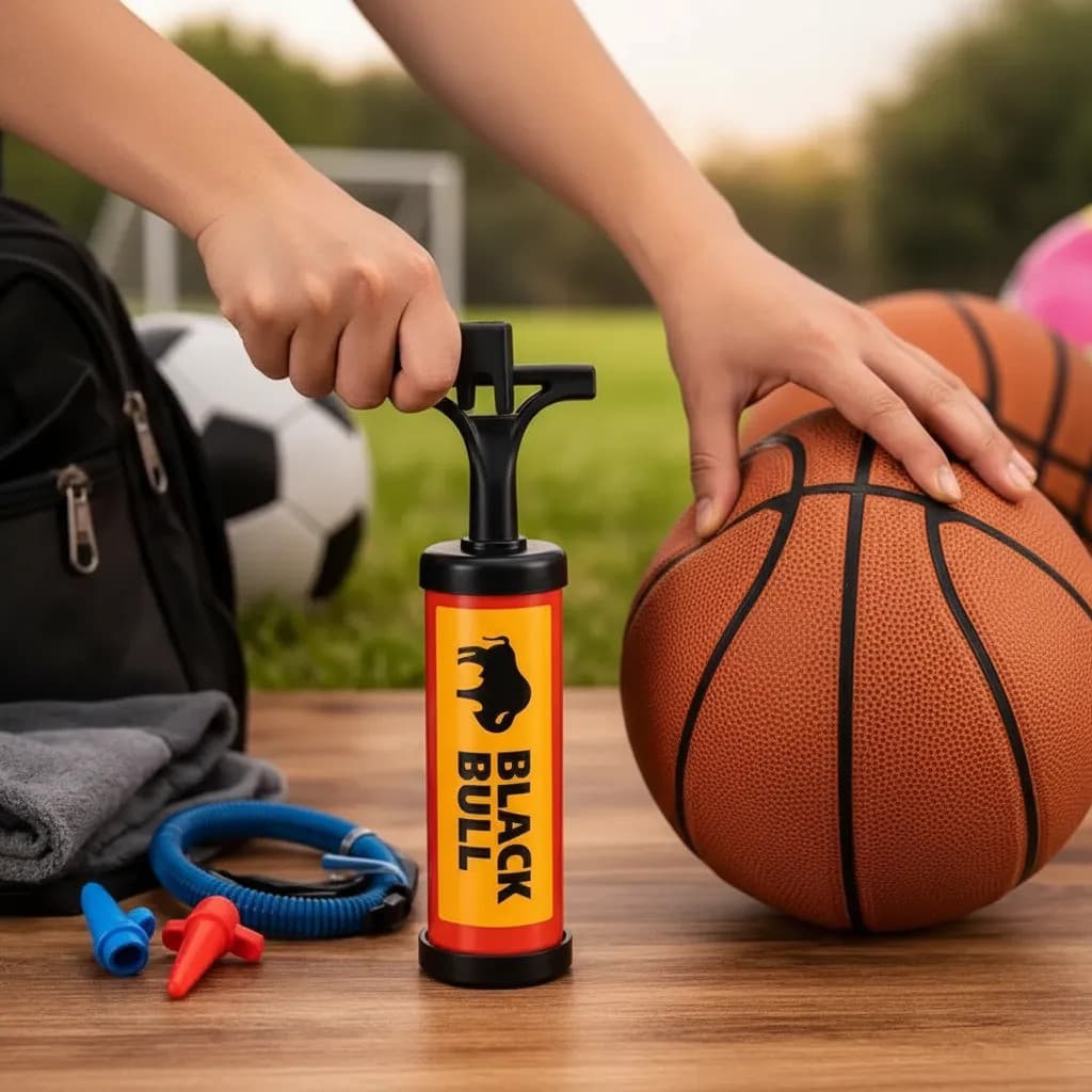 Bomba De Ar Manual Com Bico Encher Bola Futebol Vôlei Basquete Boia Inflável Compacta Resistente Academia Escola Amarela