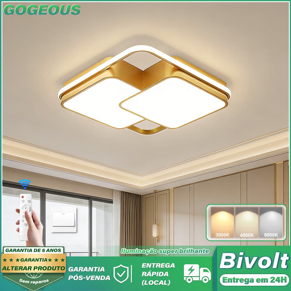3 Cores Plafon Luminária De Teto LED Sobrepor Quadrada 110V-220V Para Sala De Estar Para Quarto Com Controle