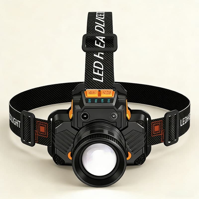 Farol de cabeça LED potente, prova d'água e recarregável, acessório essencial para camping ao ar livre