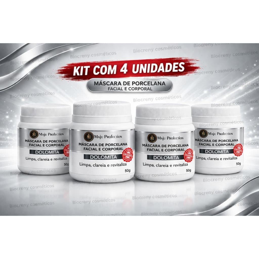 Kit 4 Máscara Dolomita Clareador de Pele Facial Corporal Anti Manchas Uniformiza Tom