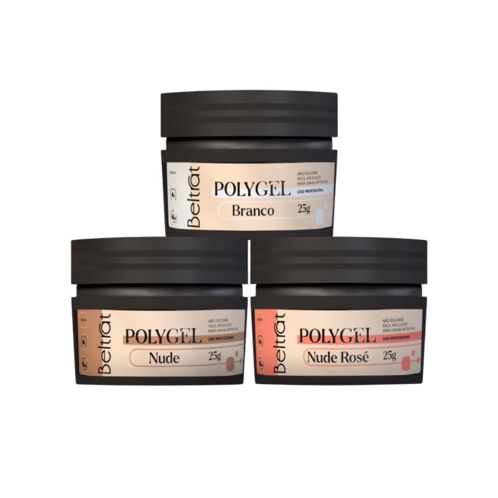 PolyGel Beltrat 25g Textura Lisa, Alta Resistência e Resultado Natural nude, nude rose e branco