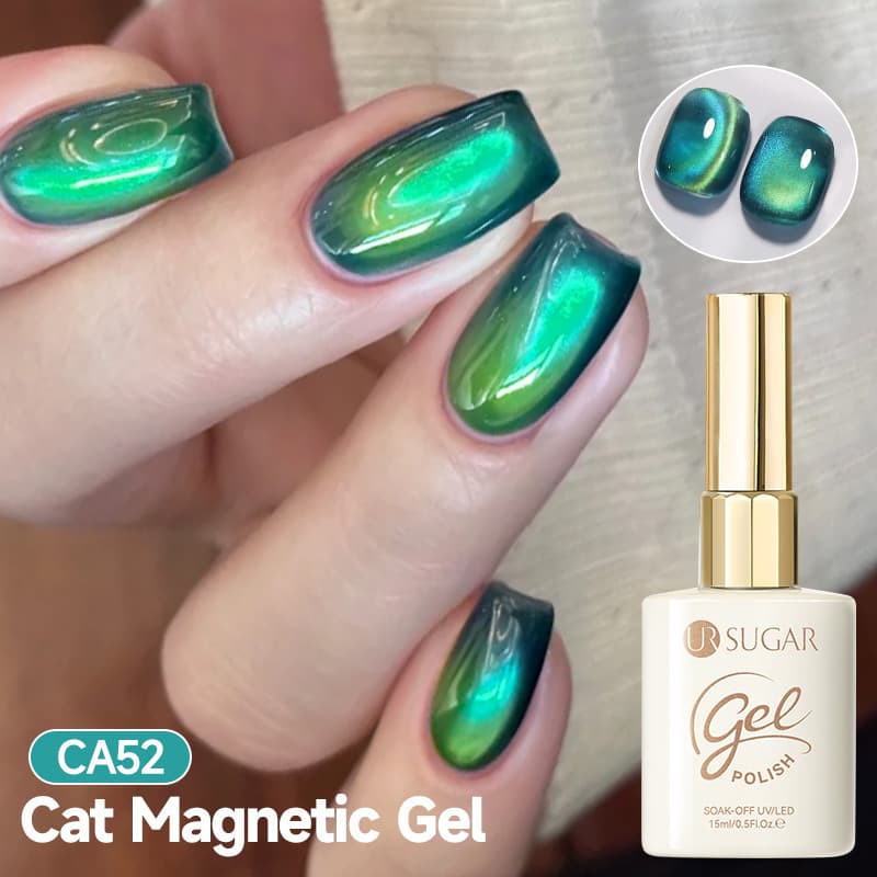 UR Açúcar 15ml Âmbar Verde CatEye Gel Magnético Unha Polonês Embeber UV LED Verniz Para Gato Arte Do Prego Manicure DIY
