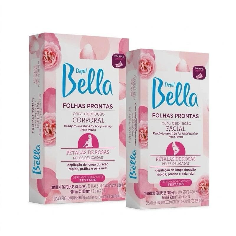 Kit Folhas Depilatórias Facial e Corporal Depil Bella