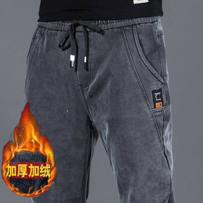 Outono inverno cintura elástica Jeans masculino estiramento Harem 2024 novo estilo All-Match Casual tornozelo compriment