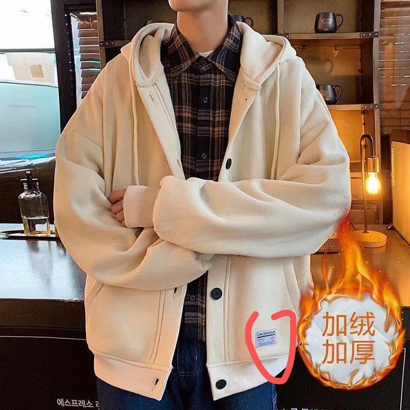 Jaqueta masculina outono inverno roupas masculinas com capuz jaqueta Casual masculina velo uniforme de beisebol Cardigan