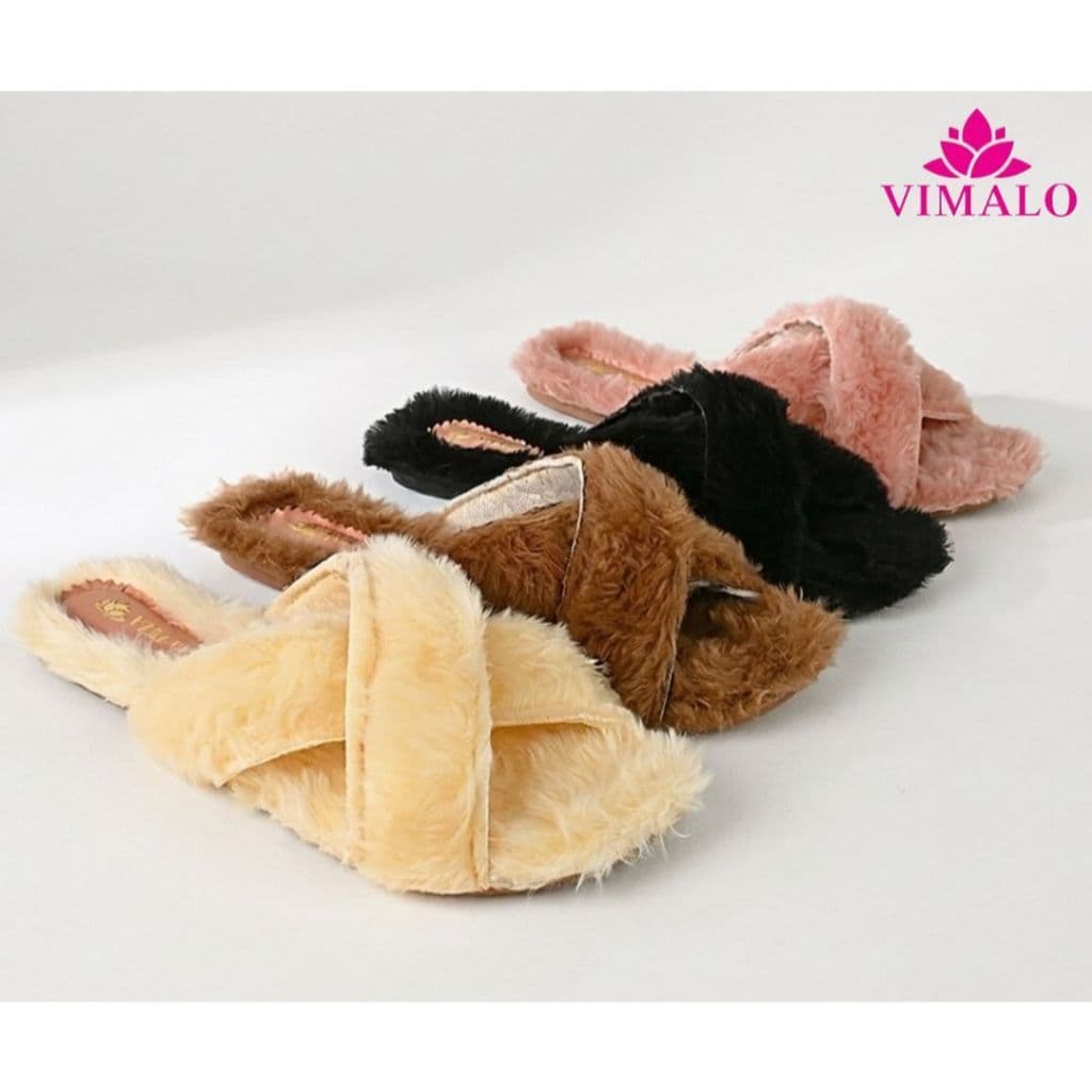 Rasteira Pantufa Feminina cabedal e palmilha de pelúcia ultra soft trançada Vlrast16