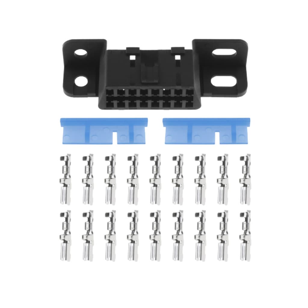 Conector Obd2 Femea Aberto para Adaptação com 16 Terminais e Suporte Pinos femea
