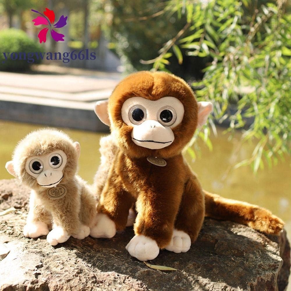 YONGWANG Pelúcia De Macaco Dourado , Brinquedo De Cauda Longa De Olhos Grandes , Bonecos Marrom 17/30 Cm