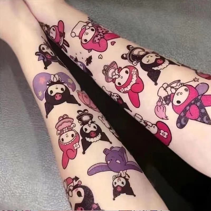 30 Folhas/Saco Sanrios Kawaii Cartoon Kuromi HelloKitty Tatuagens Temporárias Fofas À Prova Longa Duração