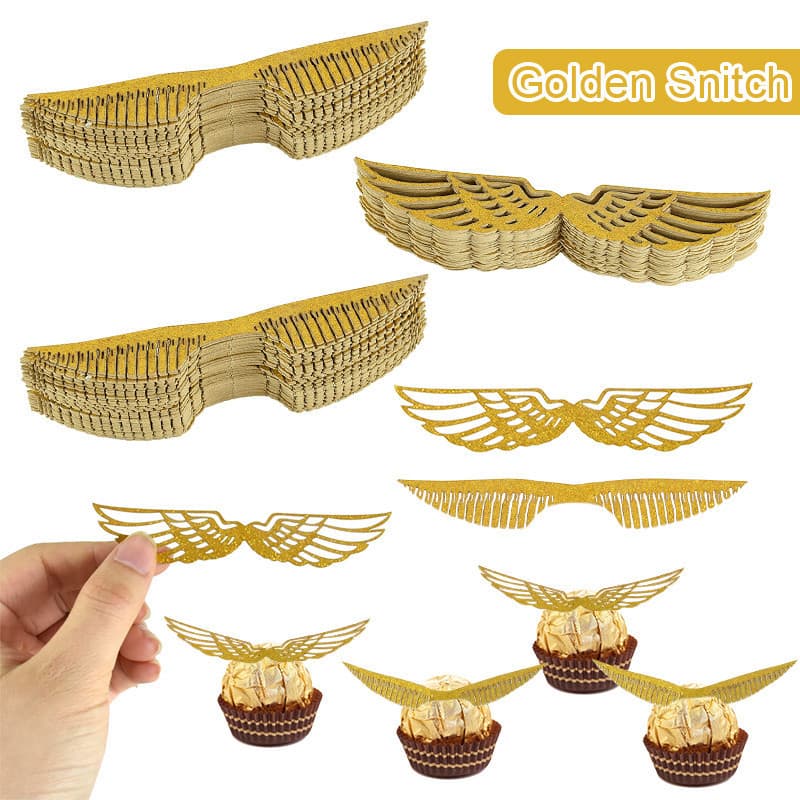 50 Pçs Asas Bolo De Chocolate Festa Decoração Do Assistente Topper Asa De Ouro Cupcake Toppers Pomo De Aniversário De Ca