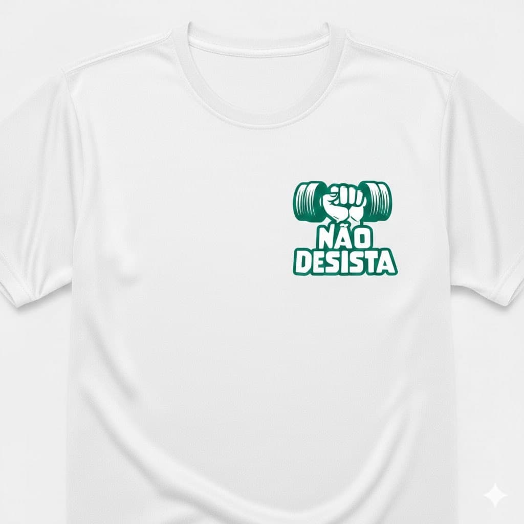 Camiseta Dry Fit Masculina Academia Treino Motivacional Não Desista Fitness Leve e Confortável
