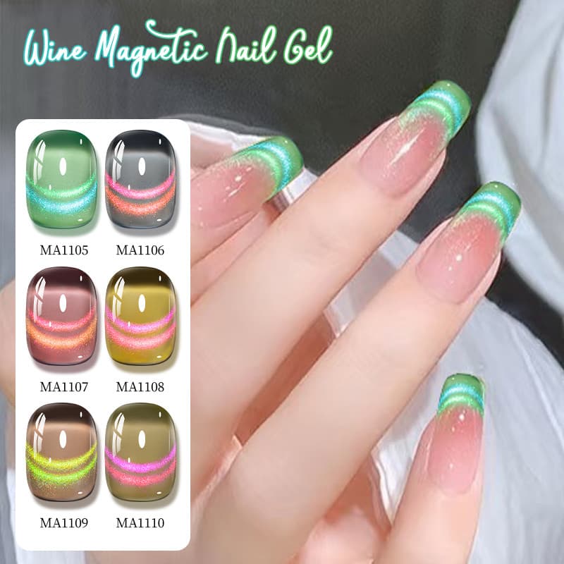 Conheça Através 7ml Vinho Magnético Gel Polonês Rosa Verde Dupla Luz Olho De Gato Soak Off UV LED Verniz Manicure