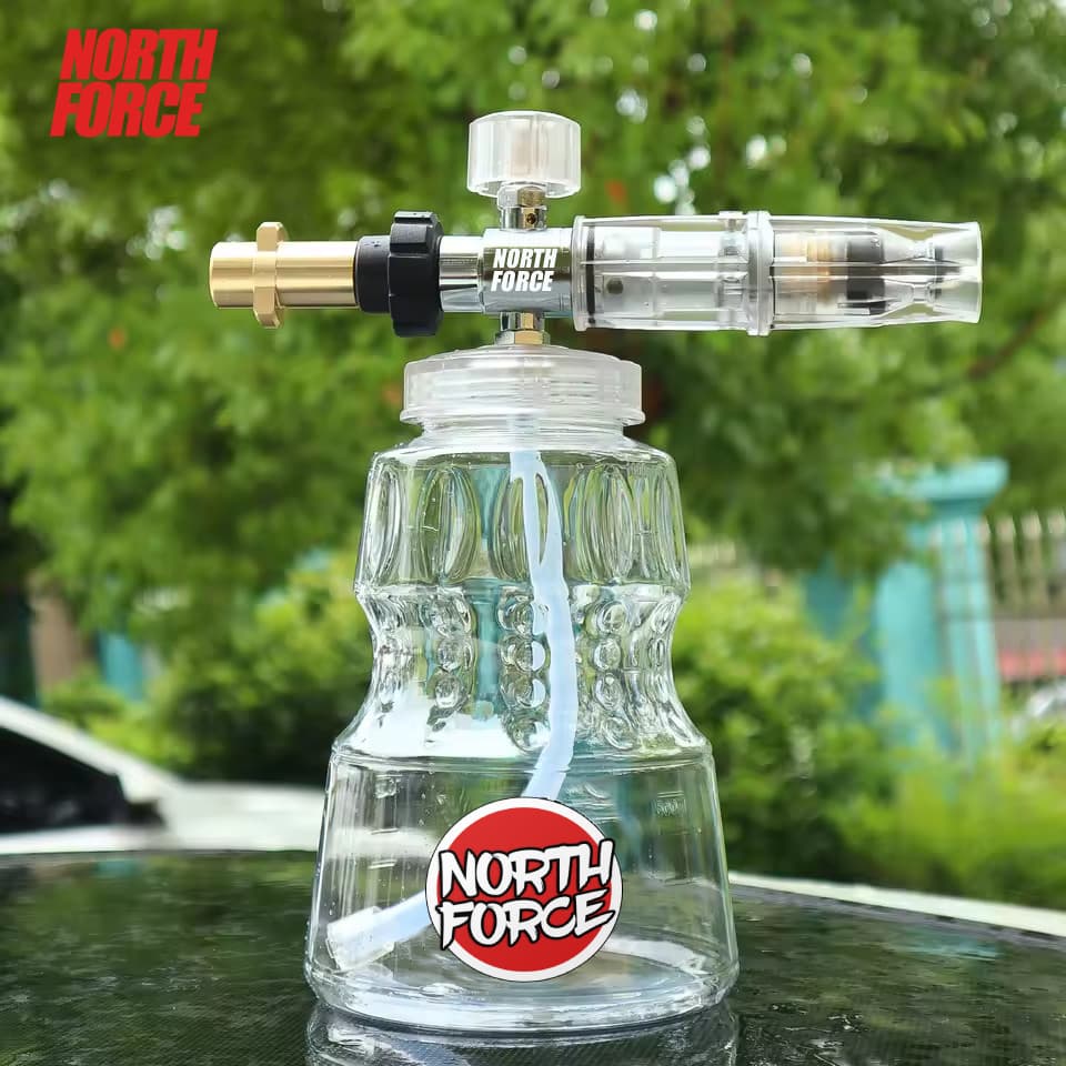 Canhão de Espuma Premium 1L Transparente North Force – Lavagem Automotiva com Snow Foam em Alumínio