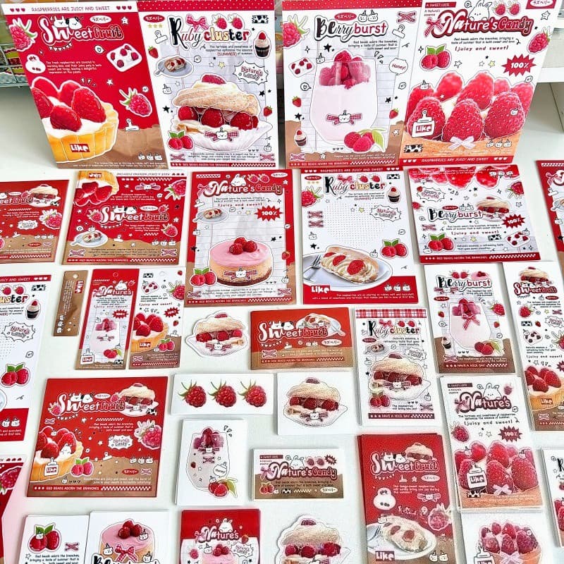 23 Unidades/Conjunto Adesivo De Vedação De Framboesa Vermelha De Cartão De Felicitações Material De Embalagem Decoração