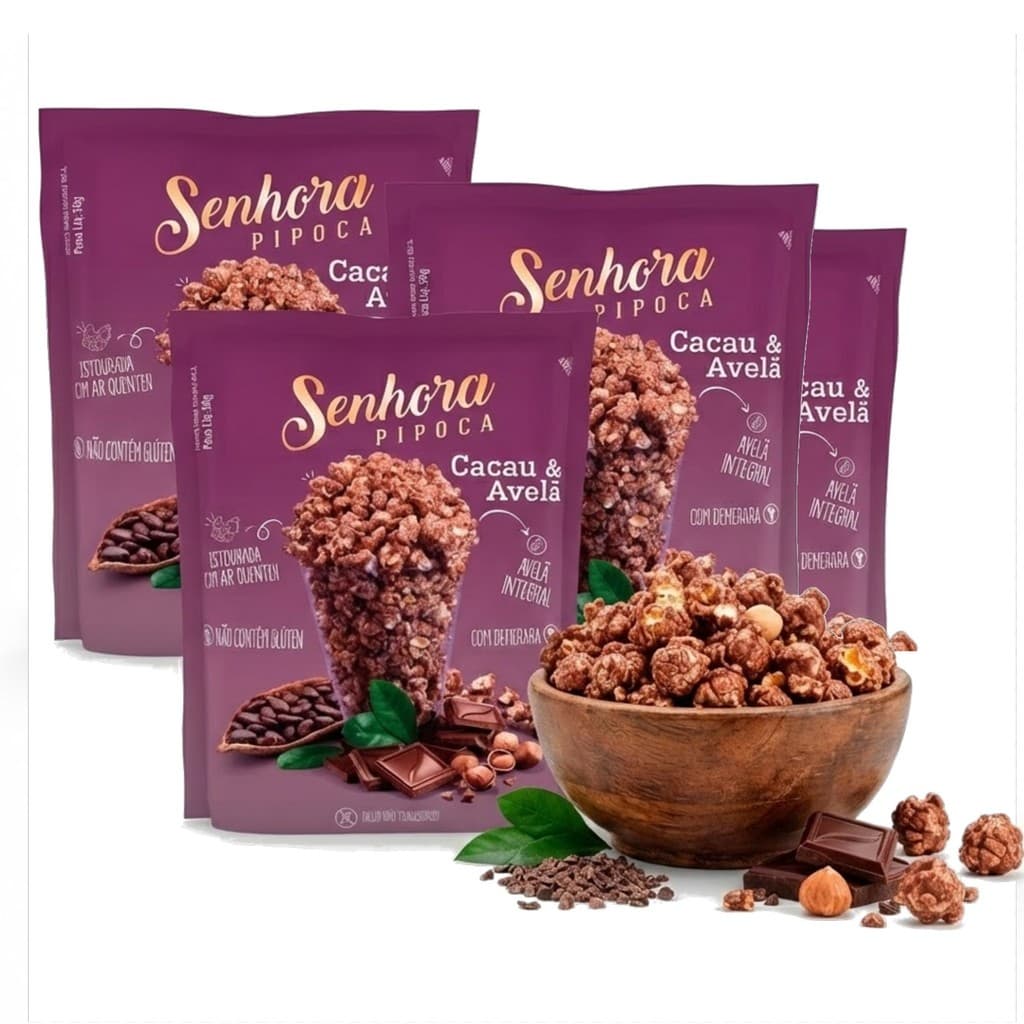 Kit c/ 4und Pipoca Gourmet SENHORA Cacau & Avelã 90g