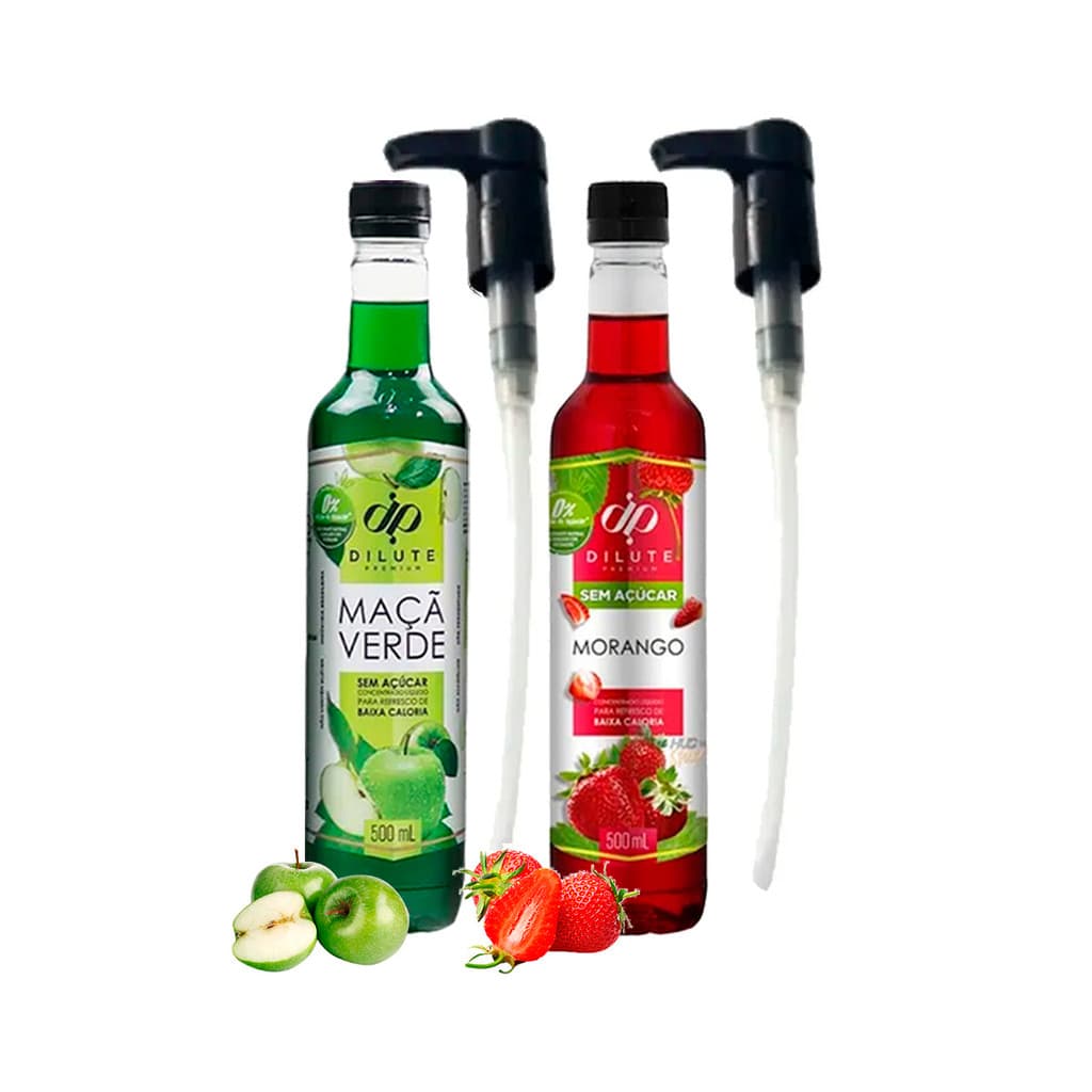 kit 2 Xarope Para Soda Italiana e Drinks Dilute Zero Açucar Com Dosador