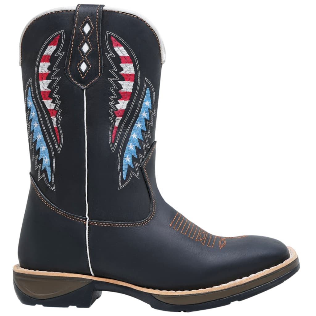Bota Texana Couro Bordada Country Americana Sola Jump Bico Quadrado