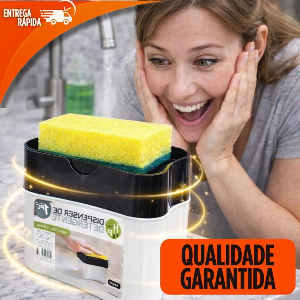 kit 10/05/03 Dispenser de Sabão e Detergente Com Suporte Para Porta Bucha Esponja