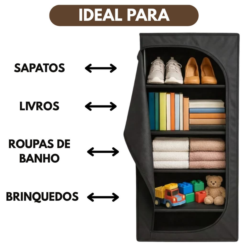 Sapateira Econômica com Zíper 4 Andares para Calçados
