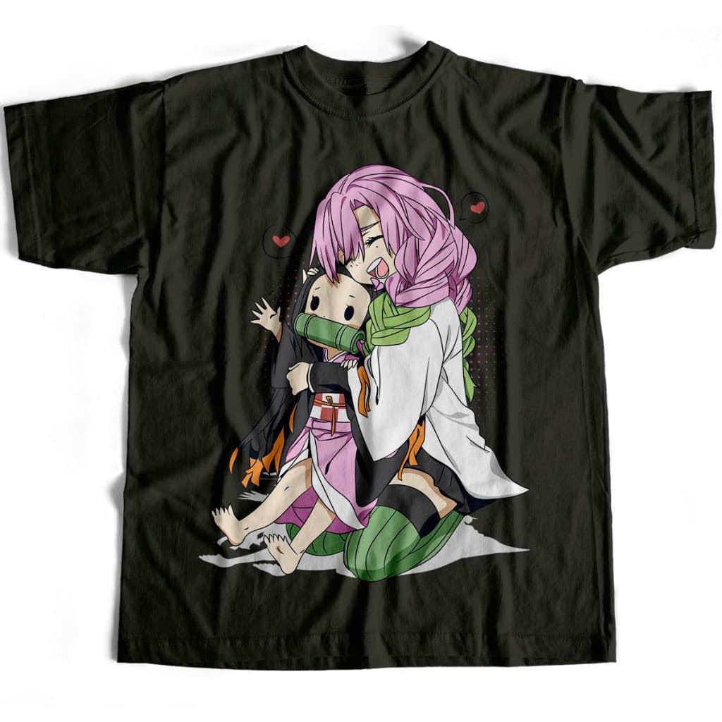Camiseta Básica Mitsuri e Nezuko Chibi Demon Slayer