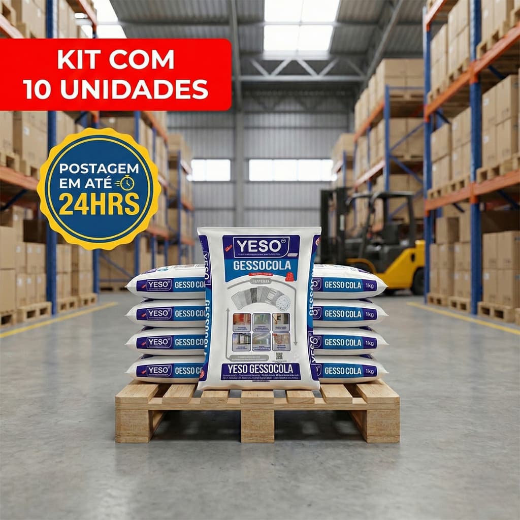 Kit Com 10 Cola P/ Gesso 1kg | Revestimento | Acabamento
