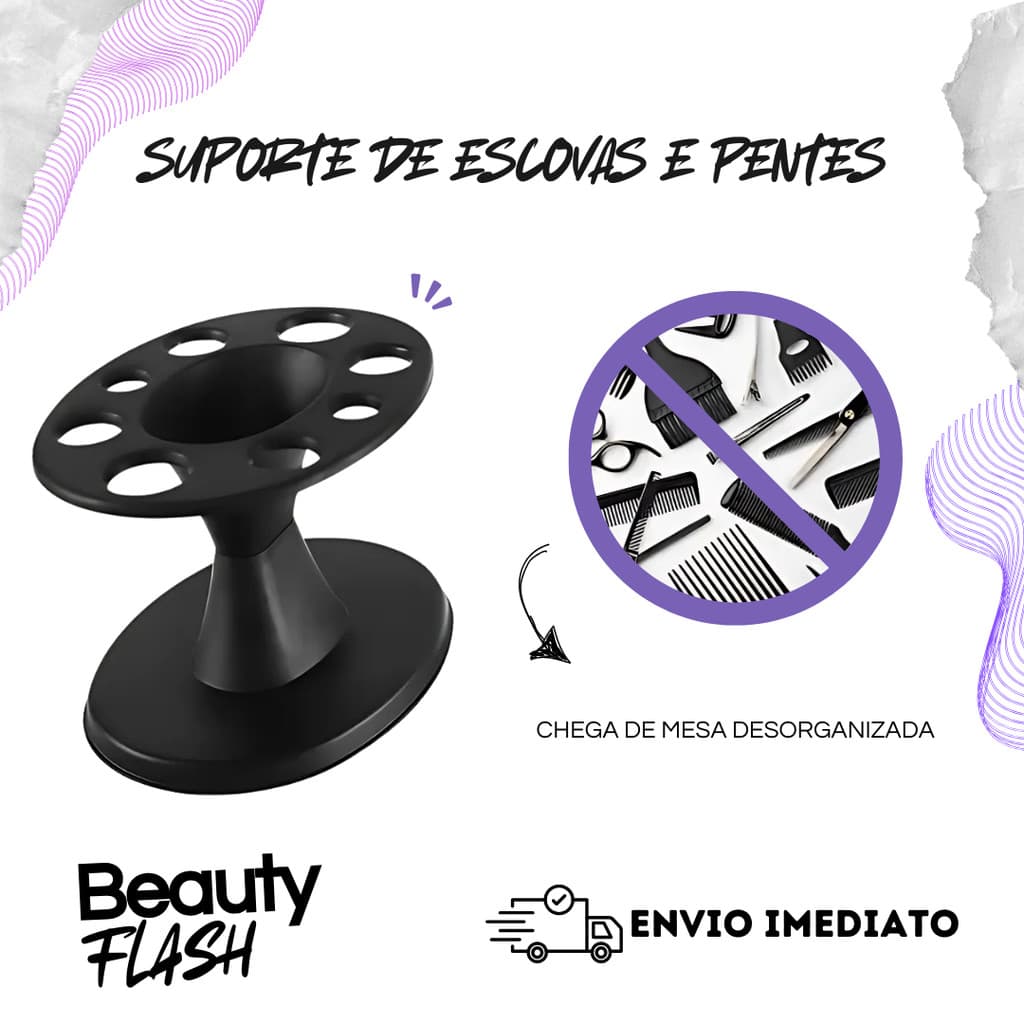 Suporte de Escovas e Pentes Tesoura Beauty Organização Profissional de Bancada Cabelo Porta Escova