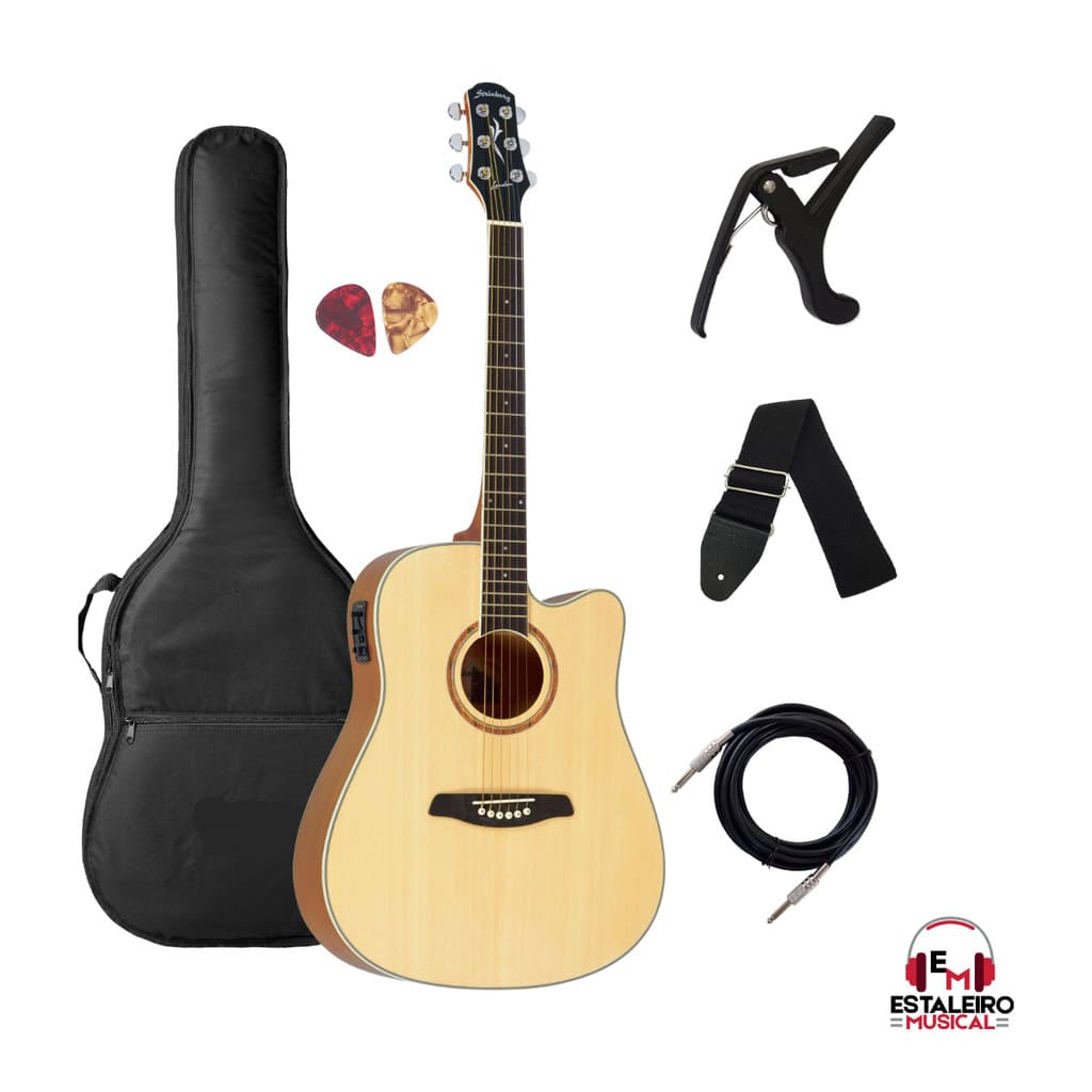 Violao Strinberg London LE30C NS Fosco Eletrico + Acessórios
