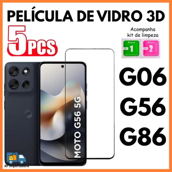 HD 3D VIDRO Película De  Temperado Para Moto G06/G56/G86