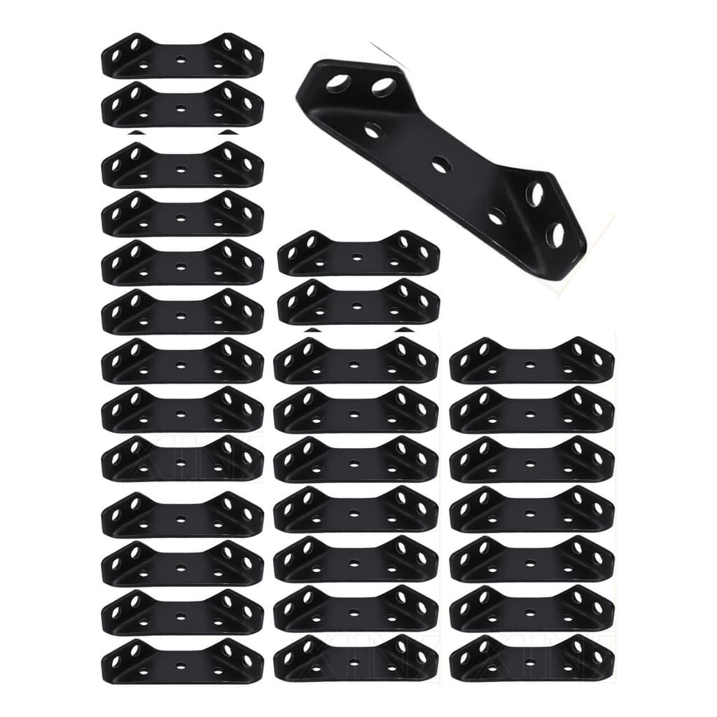 Kit 30 Conector De Canto De Metal Preto Para Móveis