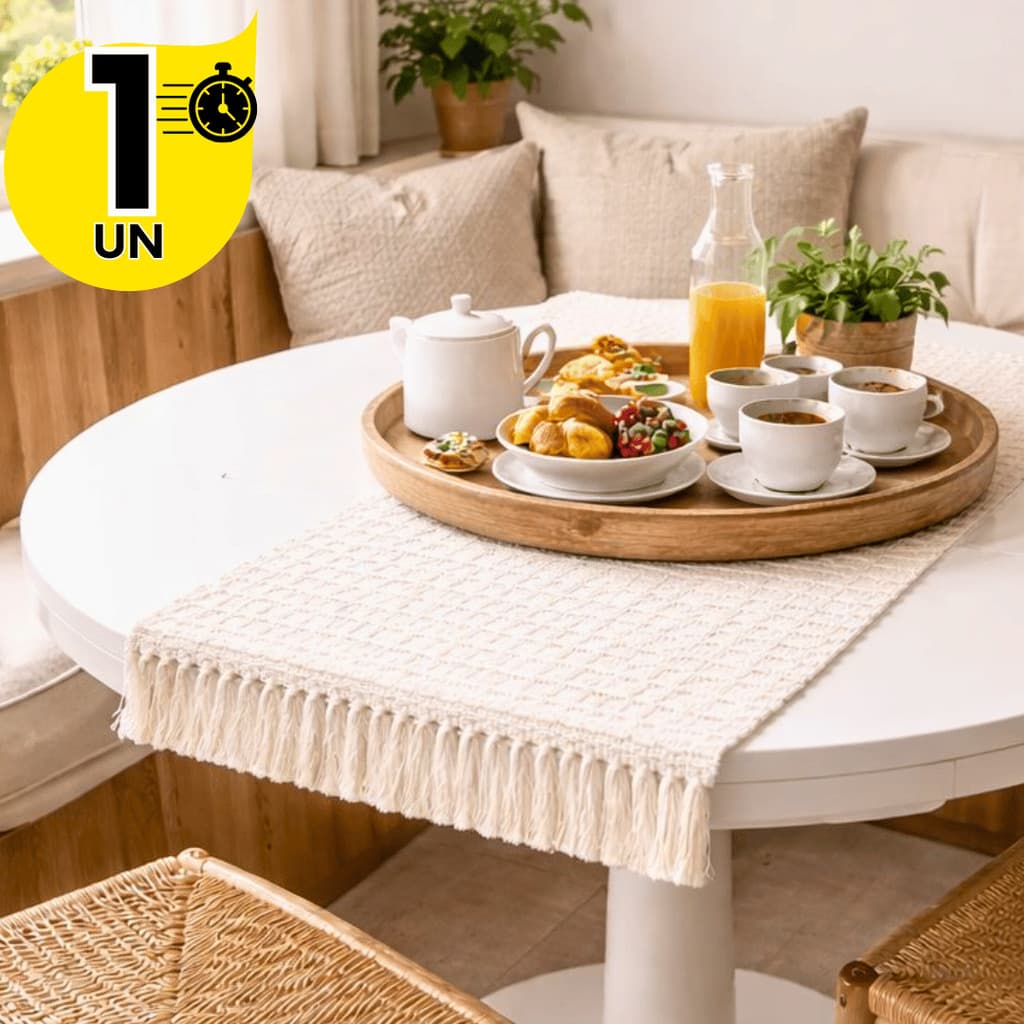 Decoração que Encanta - Caminho de Mesa Artesanal Premium Algodão  Ideal para Eventos Sofisticados .
