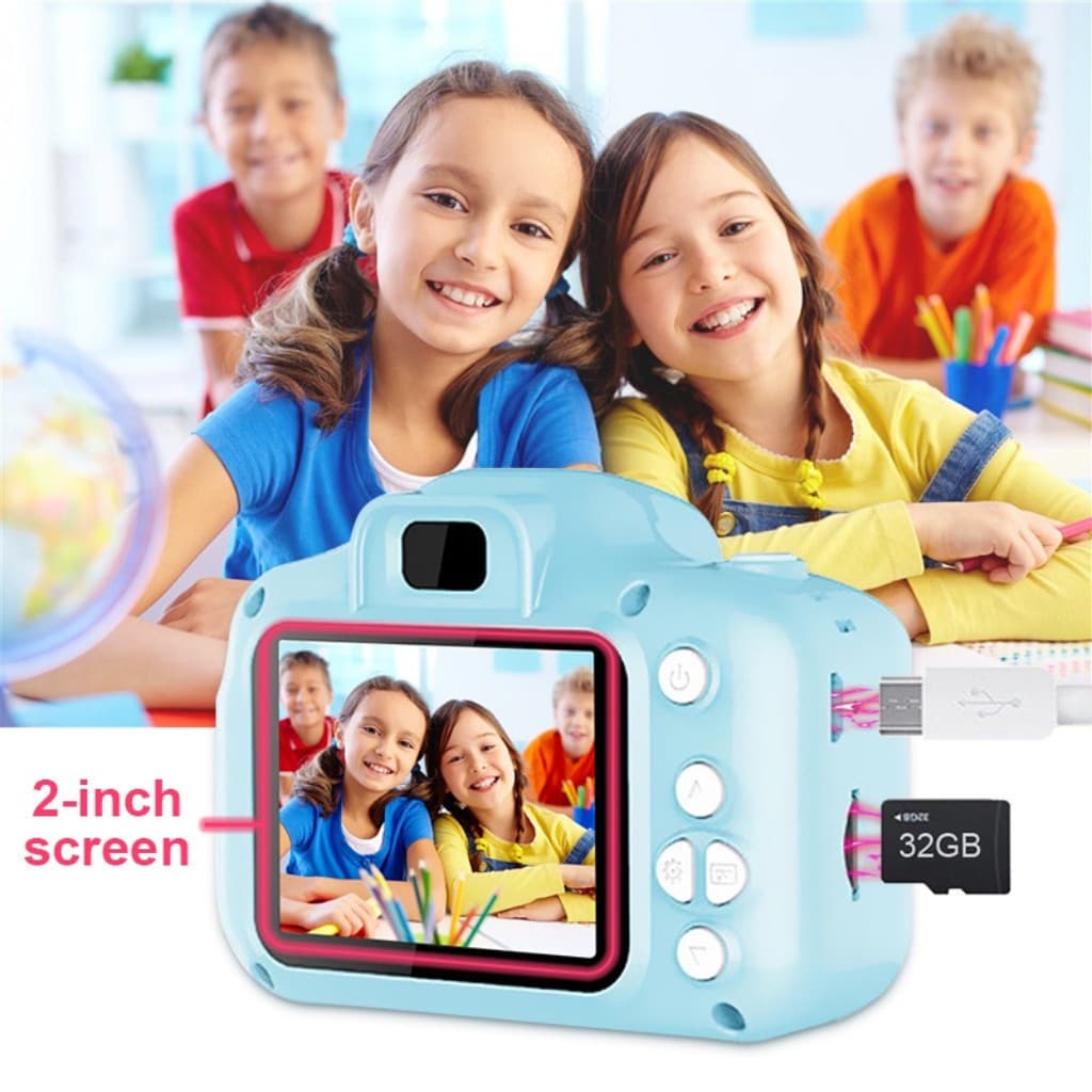 Mini-câmera digital de 2 polegadas com tela HD recarregável para crianças Brinquedos fotográficos fofos voltikk