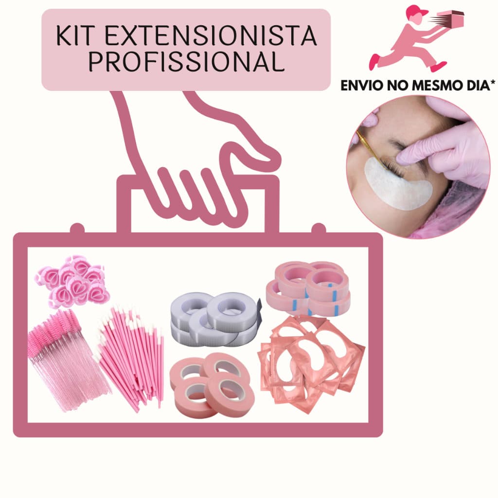 Kit 100 escovinhas + 100 aplicador batom + 100 batoque + 100 UN gel pad + Fitas Extensão Cílios no Brasil