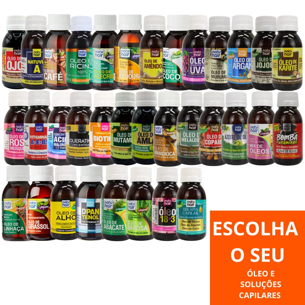Óleo Capilar NatuHair 60ml  Hidratação + Crescimento + Anti Frizz + Nutrição | Várias Opções