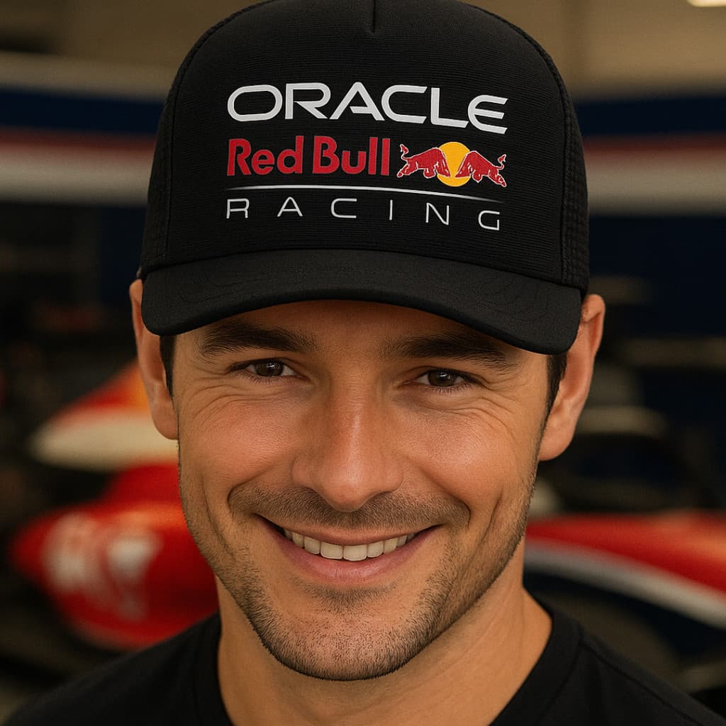 Boné Masculino Red Bull Racing F1 Aba Curva Trucker StreetWear Tela Casual Automobilismo